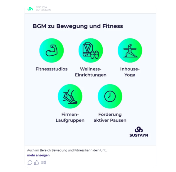 SUSTAYN Feed Beispielposting BGM