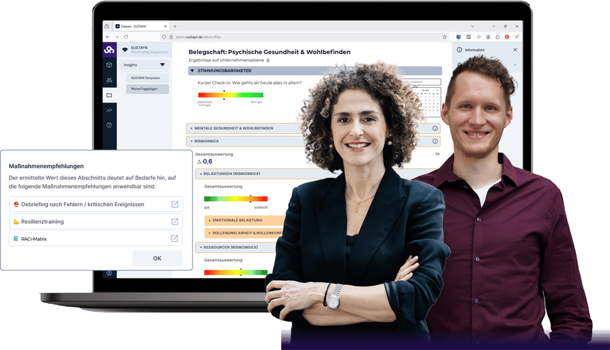 SUSTAYN Insights GBU Psyche Dashboard mit Maßnahmen SUSTAYN Insights GBU Psyche Dashboard mit Maßnahmen