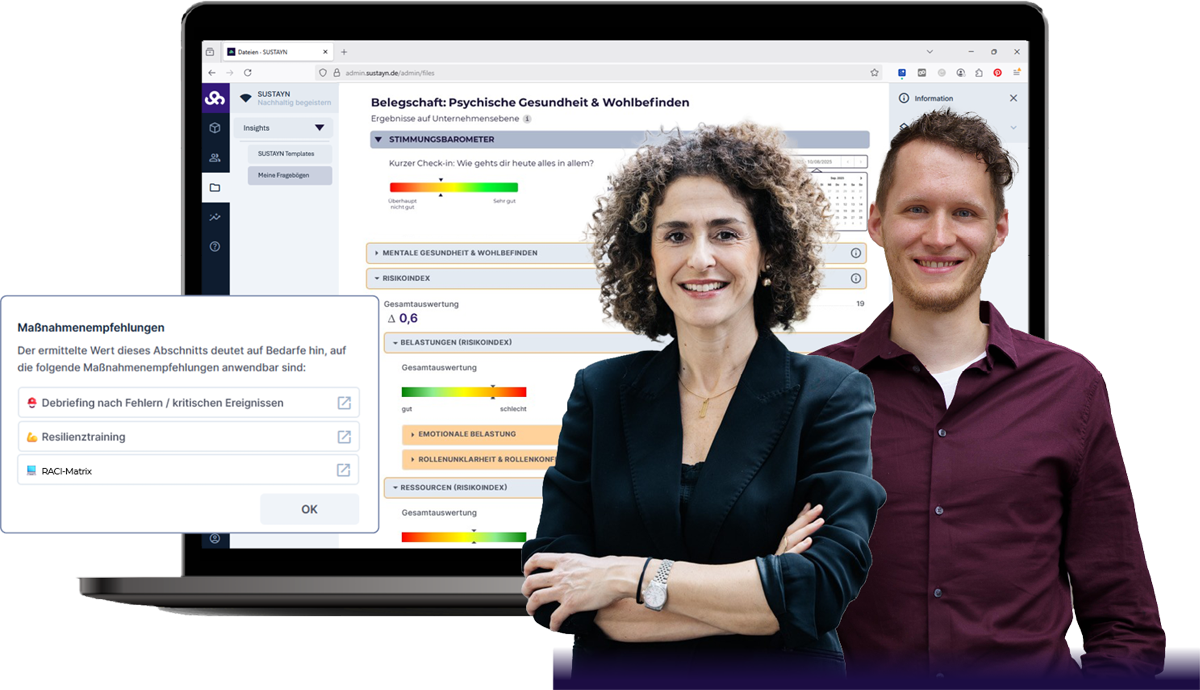 SUSTAYN Insights GBU Psyche Dashboard mit Maßnahmen SUSTAYN Insights GBU Psyche Dashboard mit Maßnahmen