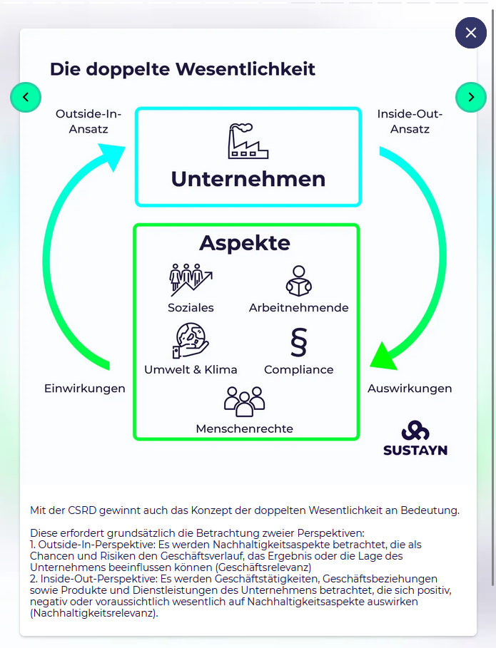 Screenshot aus dem Co-Piloten zur Wesentlichkeitsanalyse